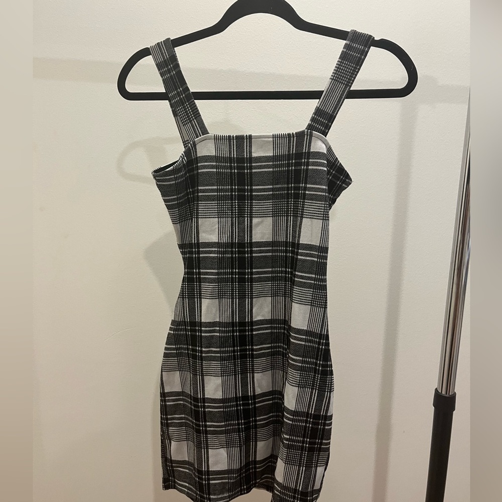 Black and white plaid mini dress